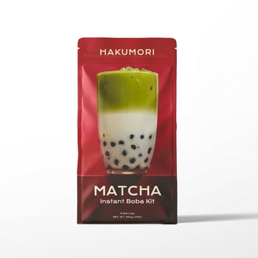 HAKUMORI Instant Boba Matcha Milk Tea Set, Instant Bubble Tea (6 Drinks)