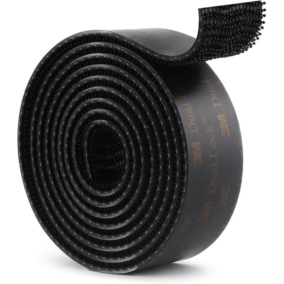 HALCYON 3M Dual Lock SJ3550 Reclosable Fastener Tape, Type 250 Interlocking Mushroom Head Adhesive Mounting Strip, 1 Inch x 4 Feet, Indoor and Outdoor Use, Black