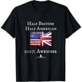 thumbnail image 1 of HALF BRITISH HALF AMERICAN, USA UK BRITAIN, UNION JACK FLAG T-Shirt mens t shirt，black，women，funny，misfits，men，journey, 1 of 4