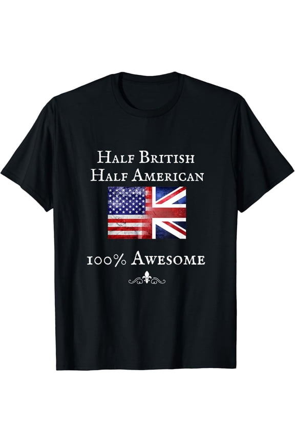 HALF BRITISH HALF AMERICAN, USA UK BRITAIN, UNION JACK FLAG T-Shirt mens t shirt,black,women,funny,misfits,men,journey