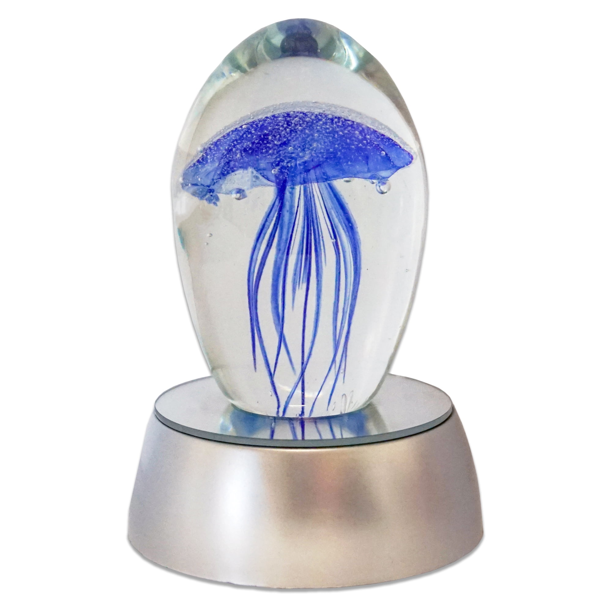 Half Off Ponds Small 3 in Blue Glass Jellyfish Paperweight with RGB LED ...