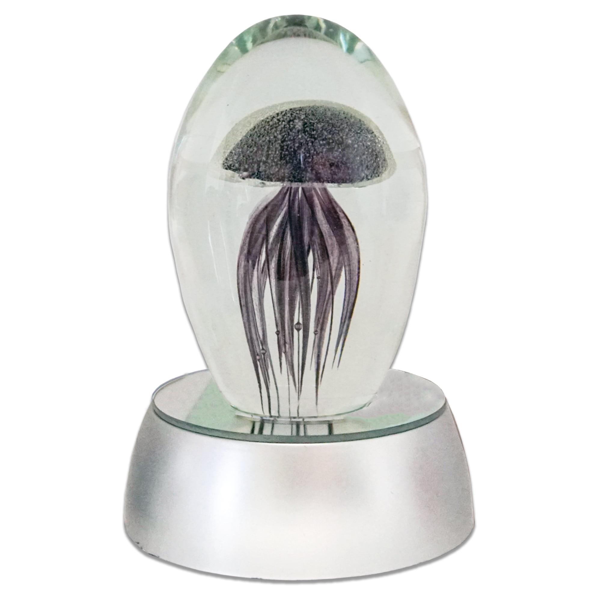 HALF OFF PONDS 3 inch Deep Purple Glass Jellyfish Paperweight, Glow In The Dark with 3Color