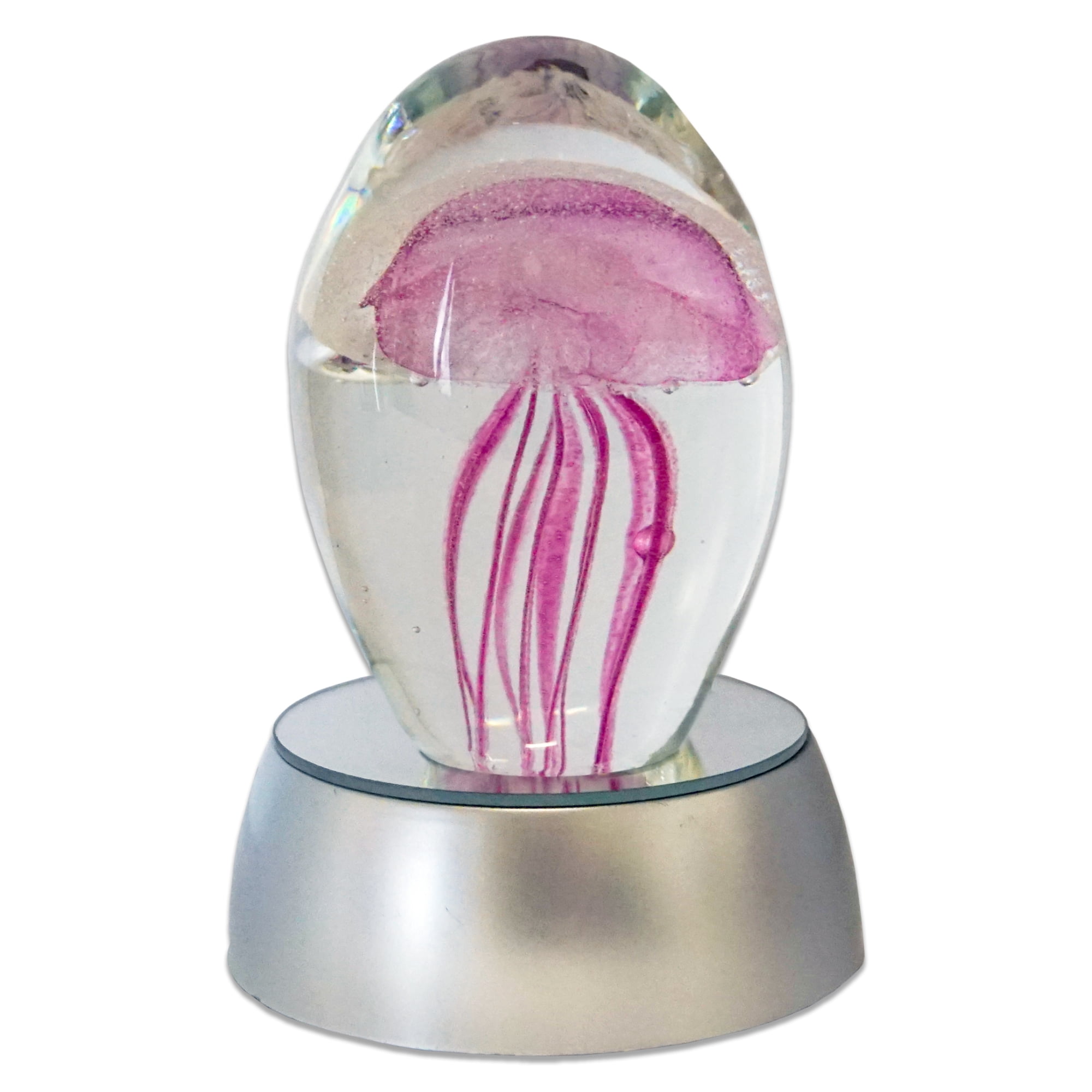 Half Off Ponds Small 3 in Pink Glass Jellyfish Paperweight with RGB LED ...