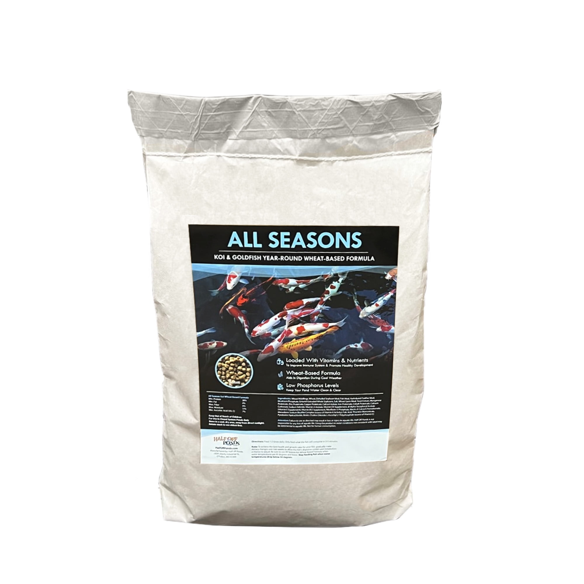 Half Off Ponds All Seasons Koi and Goldfish 5mm Food Pellets, 10 lb Bag