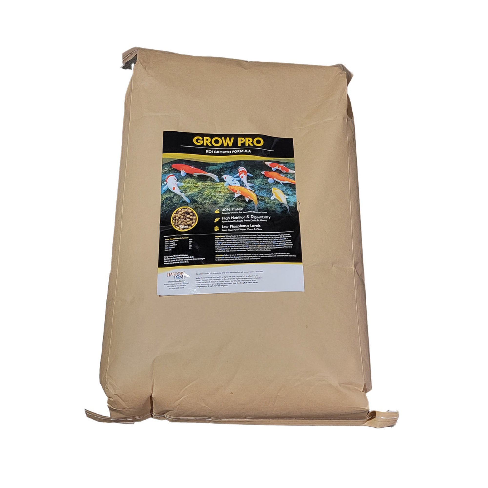 Half Off Ponds Grow Pro Koi & Goldfish 3 mm Food Pellets – 20 lbs Bag,