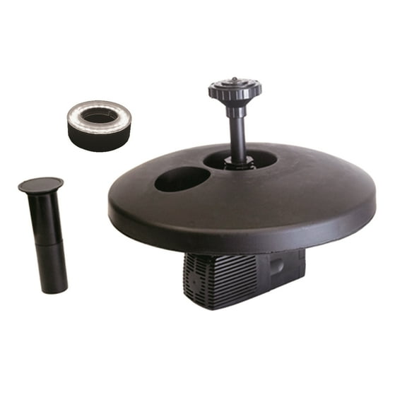 Half Off Ponds Small Floating Fountain with 750 GPH Pump, White LED Lights, Adjustable Spray, 30 ft Cord