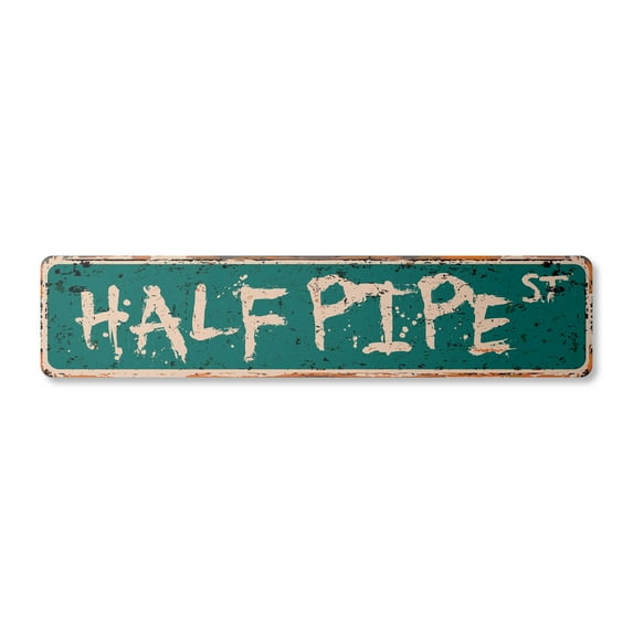 HALF PIPE Vintage Plastic Street Sign ramps skateboarding skateboard skateboarder skating | Indoor/Outdoor | 24" Wide