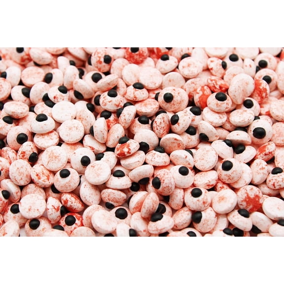 HALF POUND BAG-Bloody Mini Candy EyeBalls For School Projects 8 Ounce-Edible Hard Candy Eyes For Halloween Or Scary Projects On The Human Body