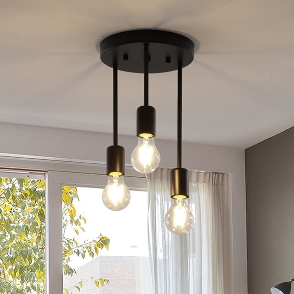 HALIGATE 3-Light Industrial Ceiling Light Fixture Farmhouse Kitchen Light Fixtures for Ceiling  House Entryway Light Fixture Suitable for Bedroom Dining Room Hallway, E26 Base