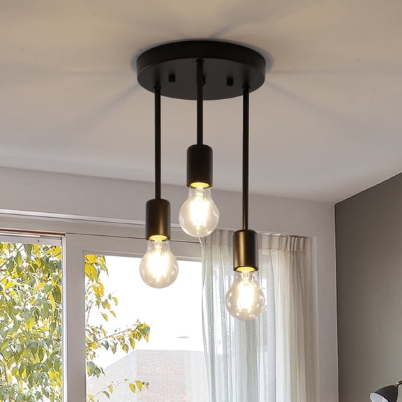 HALIGATE 3-Light Industrial Ceiling Light Fixture Farmhouse Kitchen Light Fixtures for Ceiling House Entryway Light Fixture Suitable for Bedroom Dining Room Hallway, E26 Base