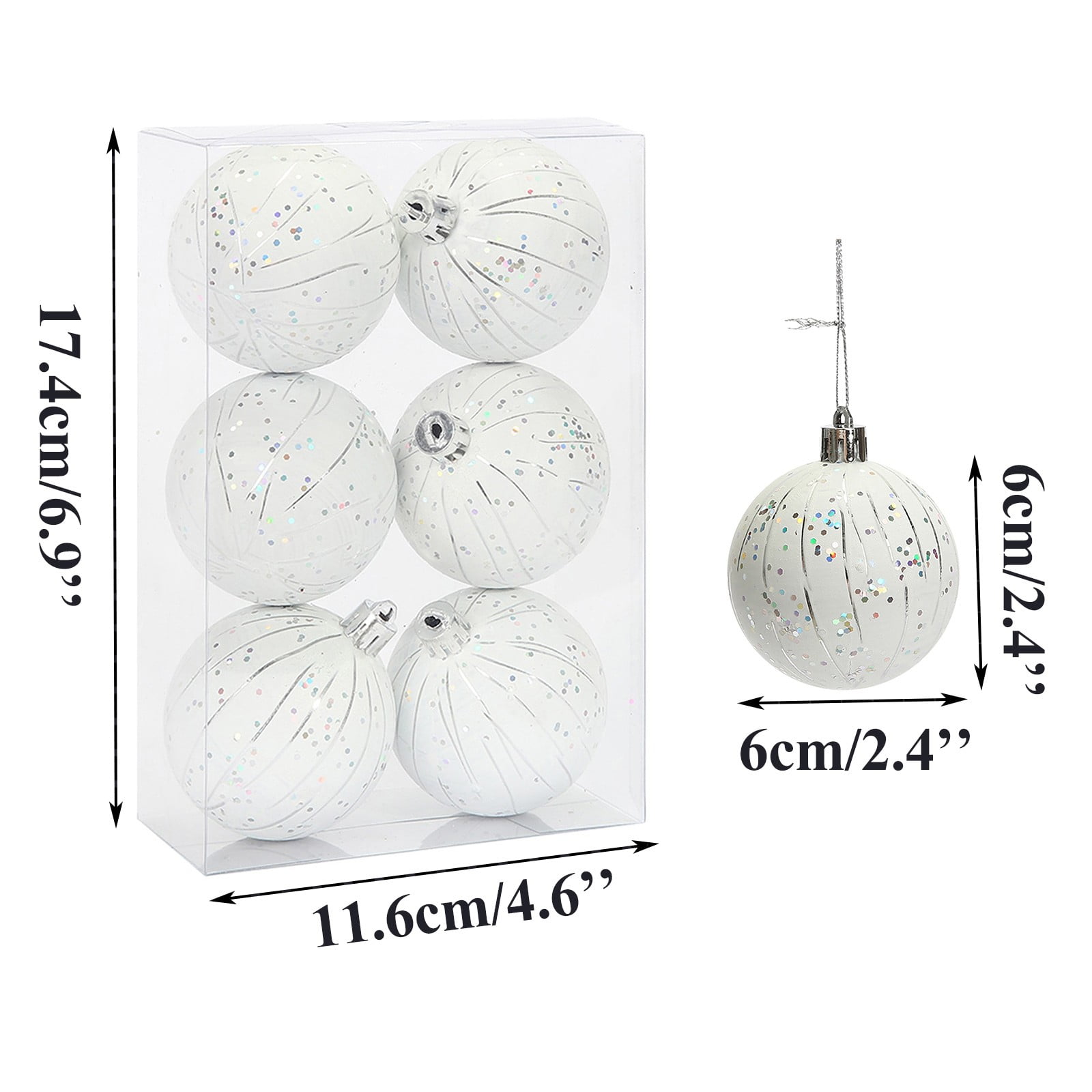 HALJEN 6Pc Christmas Ball Ornaments Christmas Decorations Tree Balls