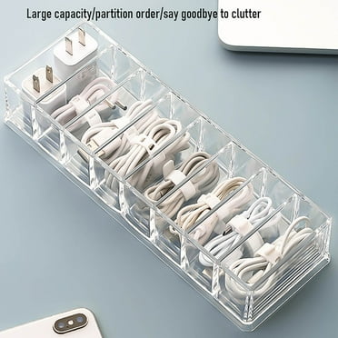 HALJEN Home Edit Containers Drawer Office Transparent Wire Storage Box with Accessories Compartment Office Desk Accessories with Cover