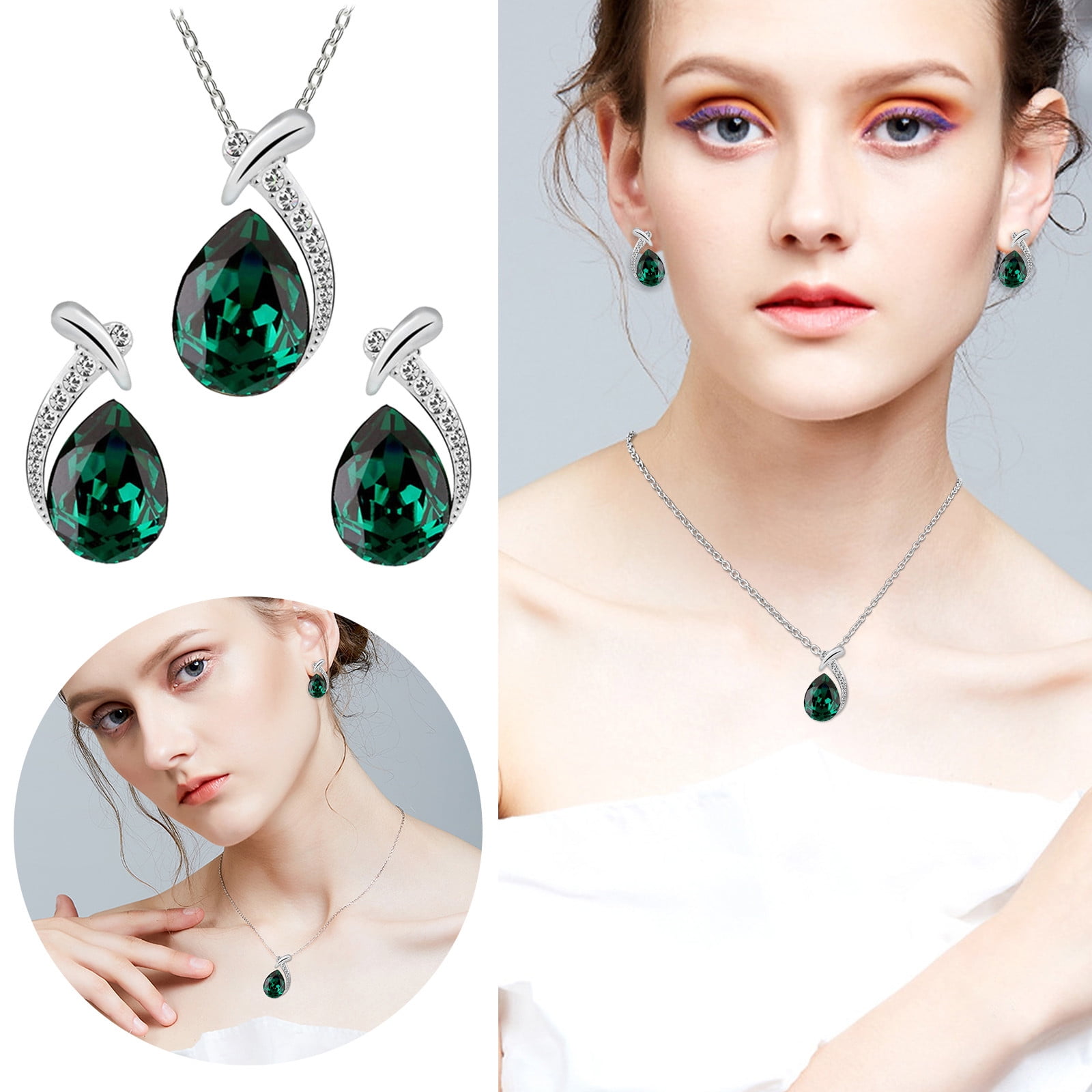 HALJEN Pendant Earrings Jewelry Set Women's Versatile Classic Sweater