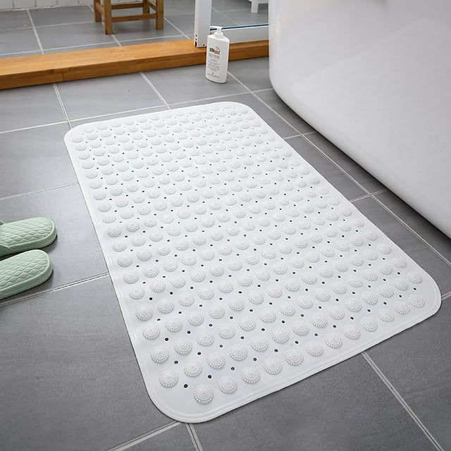 HALJEN Square Shower Mat Extra Large Antiskid Mat for Elderly & Kids Bathroom Drain Holes