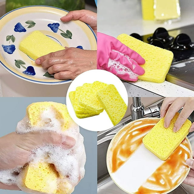 HALJEN Wooden Scrub Brush Replacement Head Sponges for Dishes Large
