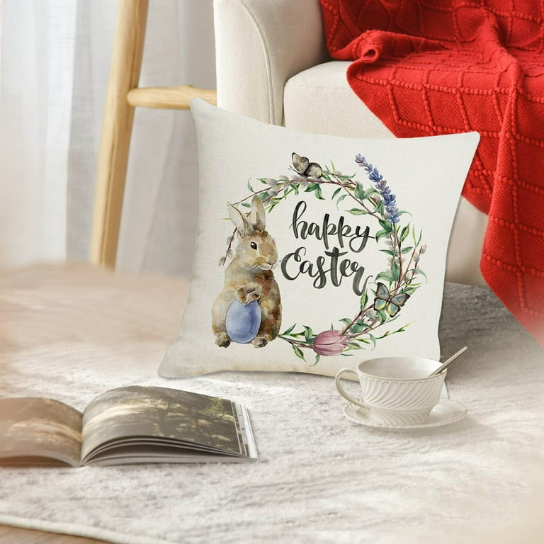 HALJEN Woven Throw Pillows Watercolor Easter Pillow Cover Spring Pillow Cover Holiday Home Decor Cushion Cover Walmart