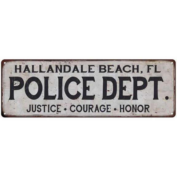 HALLANDALE BEACH, FL POLICE DEPT. Vintage Look Metal Sign Chic Decor 106180012949