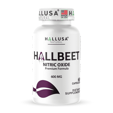 Nitric Oxide Beet Root Supplement 600mg, 60 Capsules, Blood Pressure Support for Healthy Circulation & Blood Flow, 30 Servings, Hallusa Natural