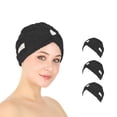 thumbnail image 1 of HALLEY Cotton Hair Towel Wrap – 3 Packs Super Absorbent, Anti Frizz Fast Drying Hair Towel for Curly Long Thick Hair – Hair Turbans for Wet Hair with Button – Hair Plopping Towel (Black), 1 of 8