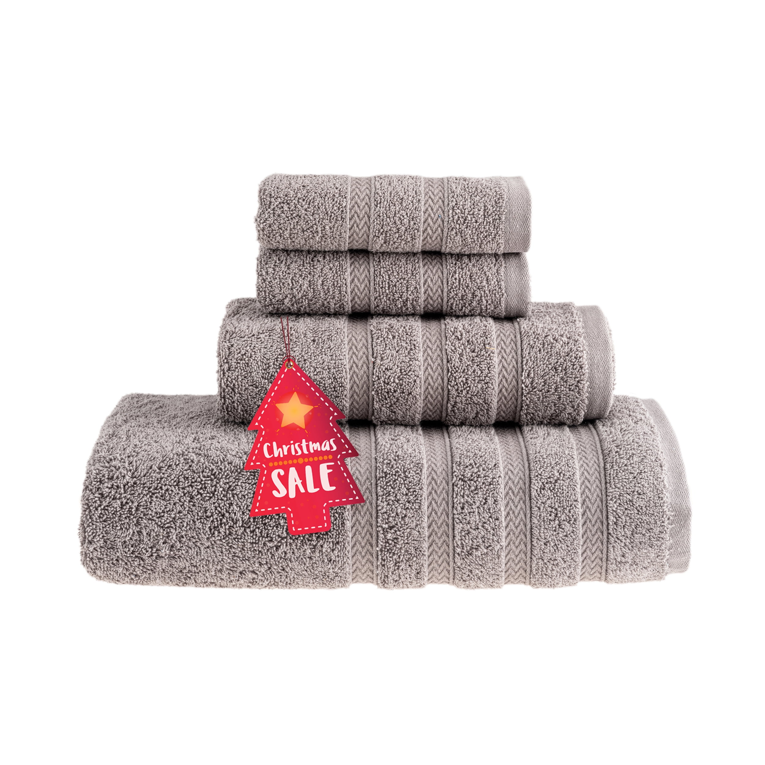 HALLEY Decorative Bath Towels Set, 4 Piece - Turkish Towel Set with Floral  Pattern, Highly Absorbent & Fade Resistant Fabric, 100% Cotton - Gray 