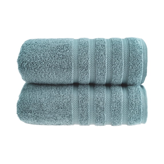 HALLEY Turkish 2 Pack Premium Bath Towels (2 Pieces) 650 GSM Highly Absorbent Super Soft 100% Cotton - 2 Bath Towels - Turquoise