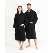 HALLEY Luxury Bathrobe for Women & Men, Shawl Collar Spa Bath Robes Terry Cotton Ultra Soft Shower Robe with Pockets - Black M