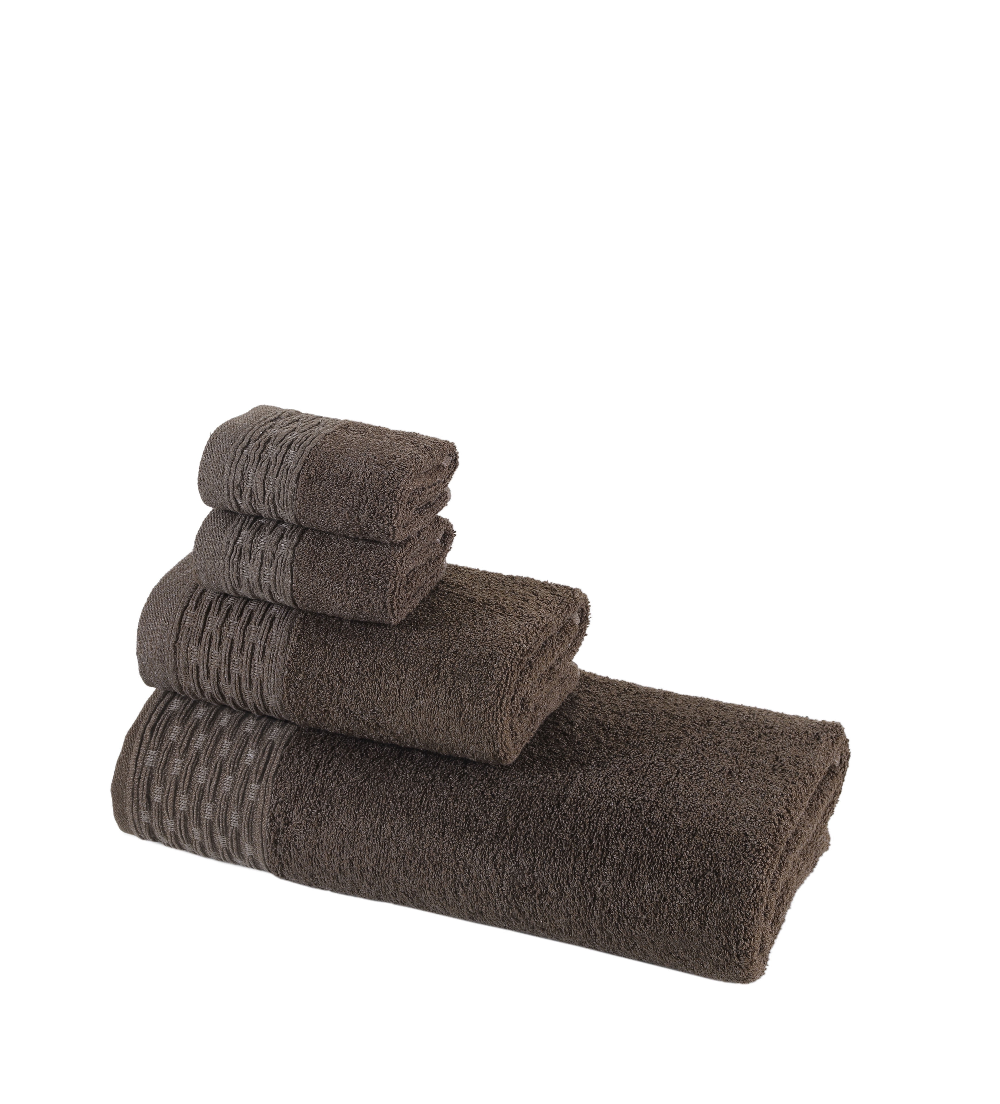 HALLEY Turkish Bath Towels Set - 4 Piece Bathroom Set, Ultra Soft, Machine Washable, Highly Absorbent, 100% Cotton - Luxury Spa Quality - Chocolate Brown