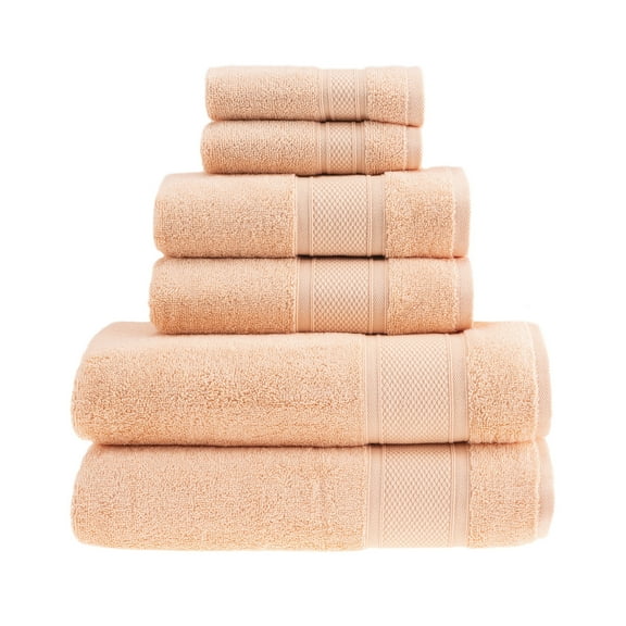 HALLEY Turkish Cotton Towels Set with 2 Bath Towels, 2 Hand Towels & 2 Washcloths - Hotel & Spa Quality - Soft, Quick Drying & Absorbent Towels for Bathroom, Shower & Face - Coral