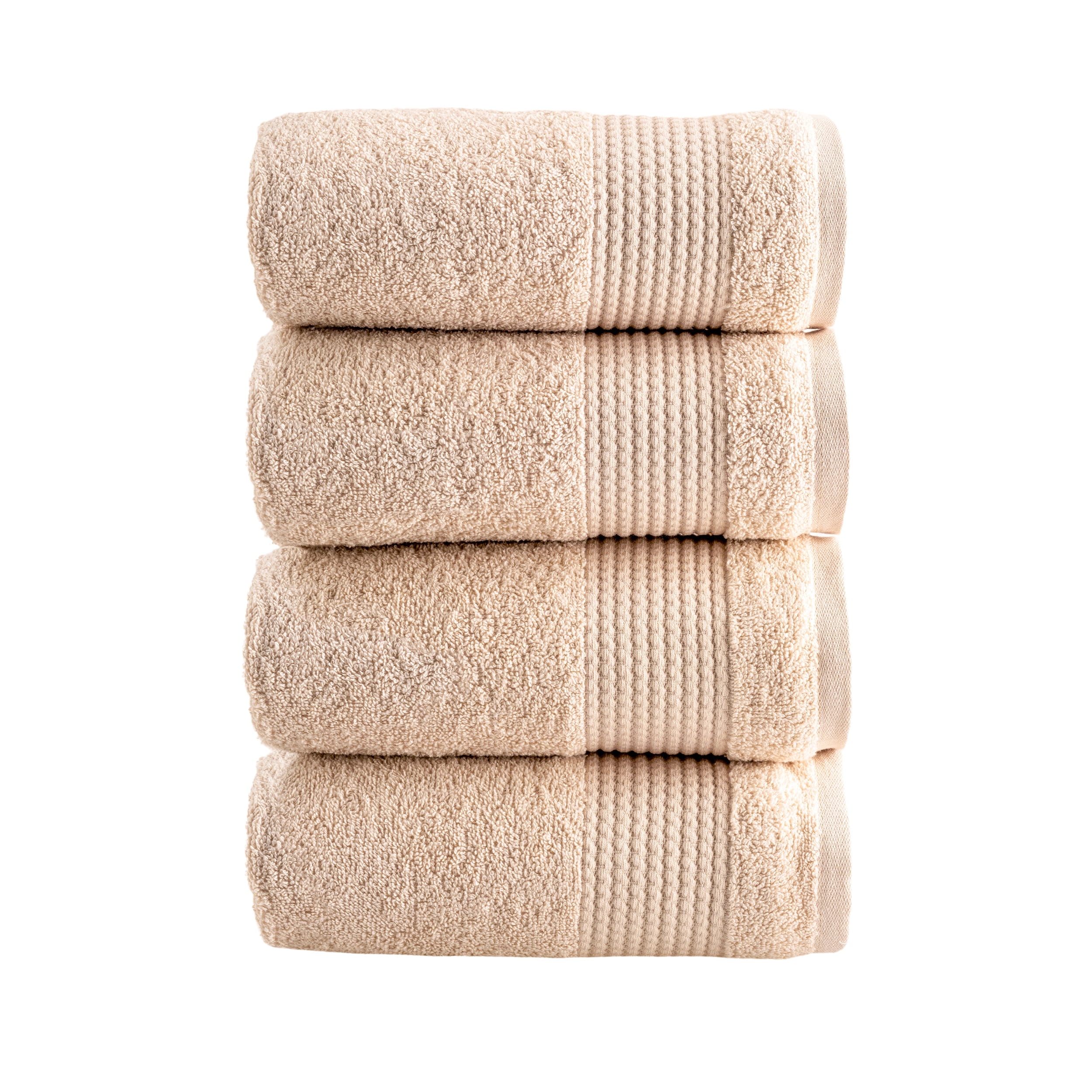 HALLEY Turkish Hand Towels Set - 4 Pack Bathroom Set, Ultra Soft, Machine Washable, Highly Absorbent, 100% Cotton - Luxury Spa Quality - Brown