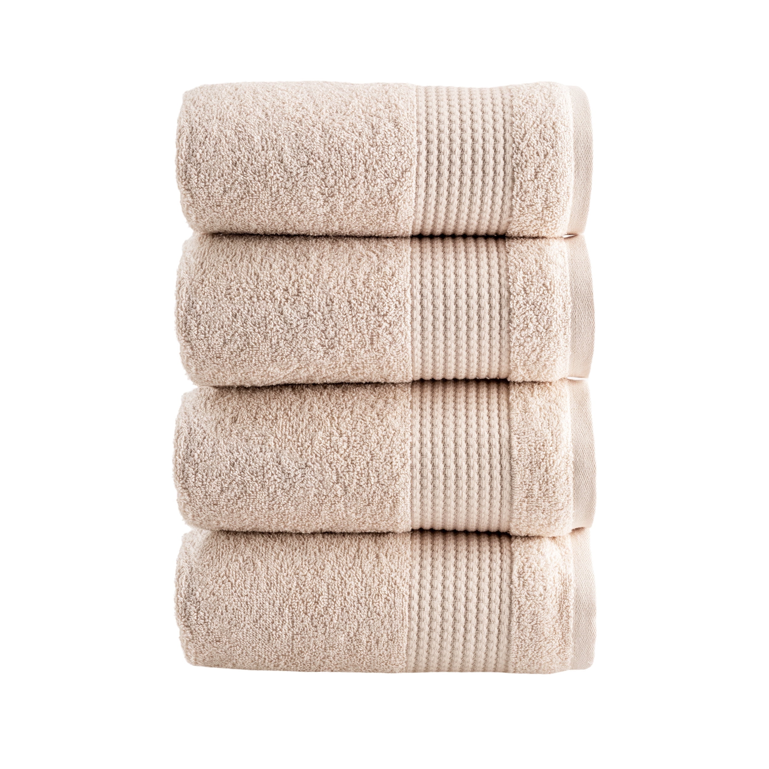 HALLEY Turkish Hand Towels Set - 4 Pack Bathroom Set, Ultra Soft, Machine Washable, Highly Absorbent, 100% Cotton - Luxury Spa Quality - Cream