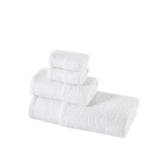 HALLEY Turkish Towels Set (4 Pieces) 650 GSM Highly Absorbent Super Soft 100% Cotton - 1 Bath Towel 1 Hand Towel 2 Washcloths - White