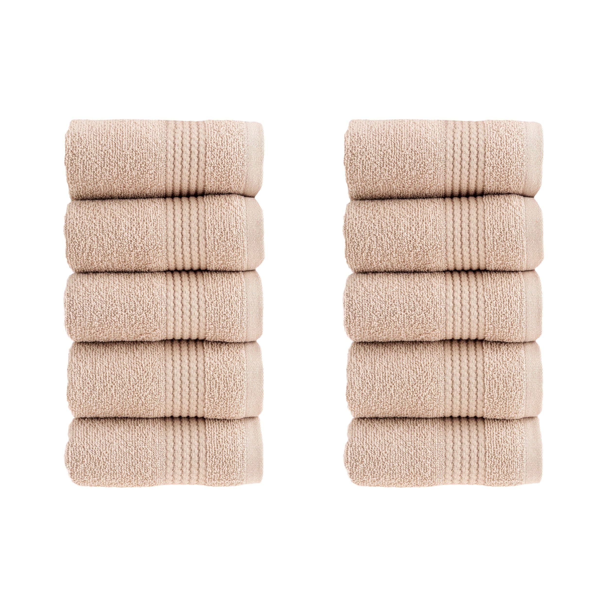 Oversized Taupe Egyptian Cotton 10-Piece Face Towel Set