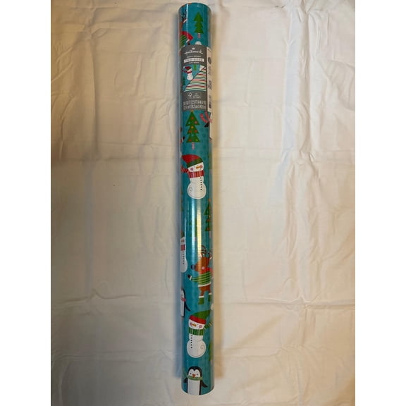 HALLMARK 380 SQ. FT. HEAVY-WEIGHT TWO-SIDED GIFT WRAP, BLUE PENGUIN 717