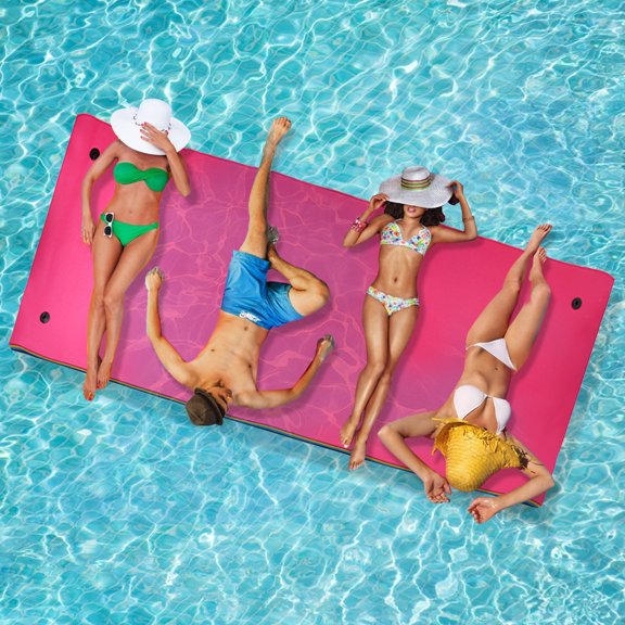 HALLOLURE 12.8*5FT/8.5*6FT Floating Water Pad Mat for Pool, Beach, Ocean, Lake, 3 Layer Floating Foam Fun Mat for Water Recreation and Relaxing, Indoor carpet