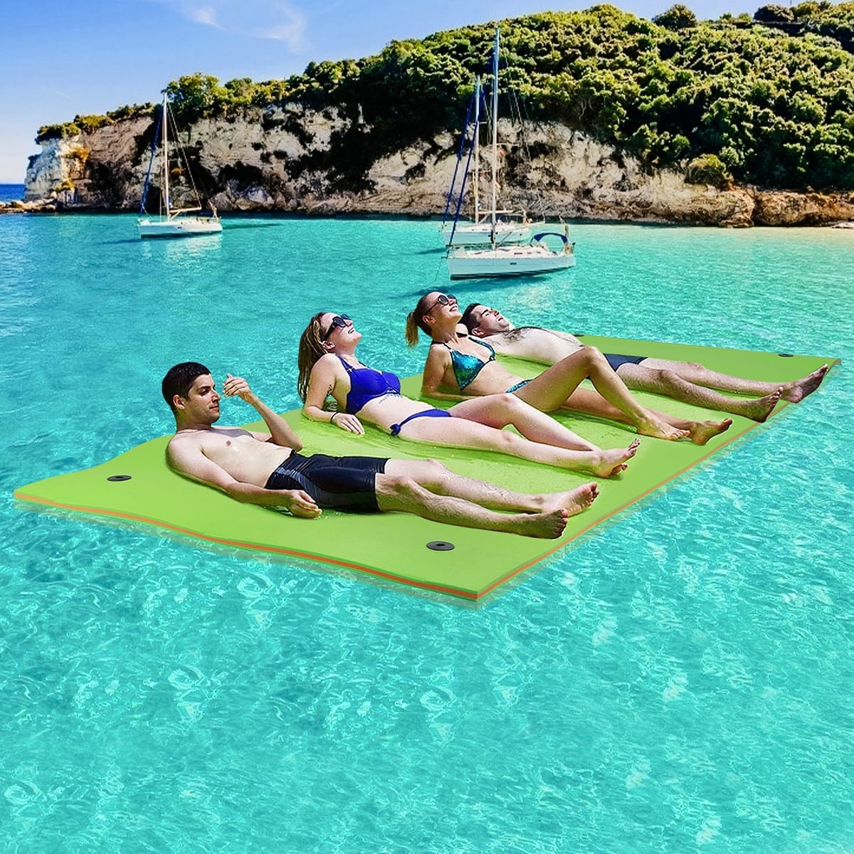HALLOLURE 12.8ft x 5ft Floating Water Pad Mat for Lakes 3 Layer ...