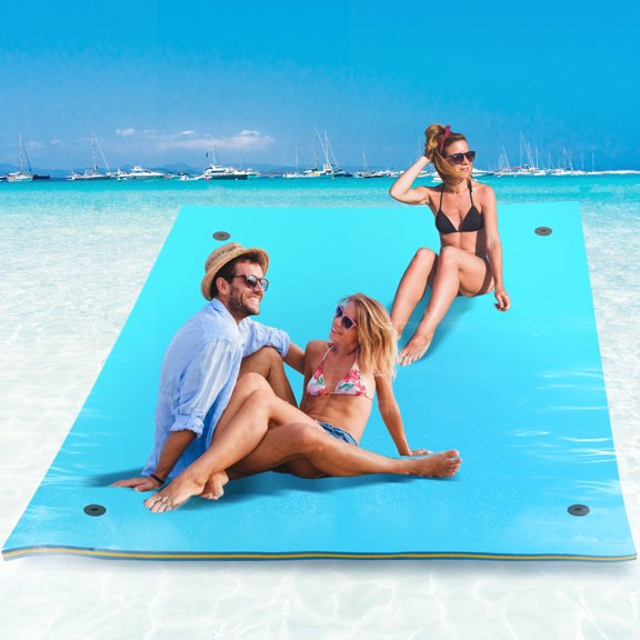 HALLOLURE 8.5*6FT Floating Water Pad Mat, 3-Layer Floating Mat Foam for Fun Water Party Water Recreation and Relaxing Rollable Lake Float for Pool Ocean, Weight Capacity 310 lbs, Indoor Large carpet