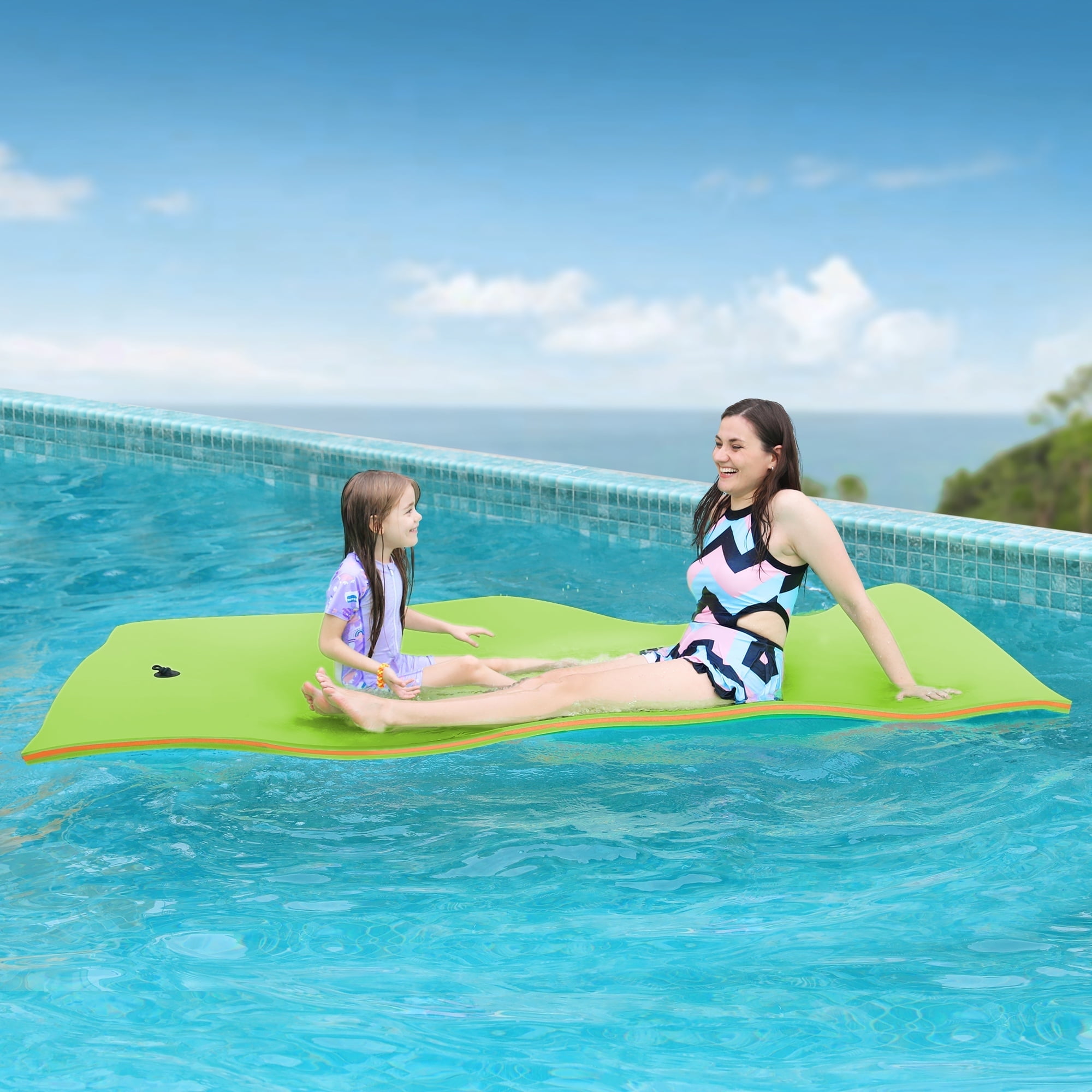 HALLOLURE WARMOUNTS Floating Water Pad for 2 Person, 8 x 4 FT TearResistant 3Layer XPE Foam