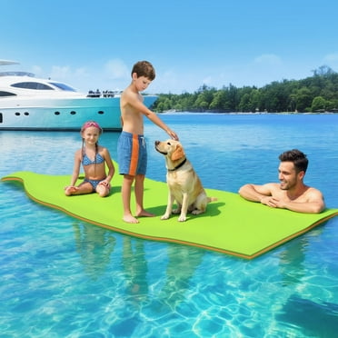WARMOUNTS Floating Water Pad for 2 Person, 7 x 3 FT Tear-Resistant 3-Layer XPE Foam Floating Mat Recreation Relaxing Lily Pad for Pool Lake River Ocean Boats Outdoor Water Activities