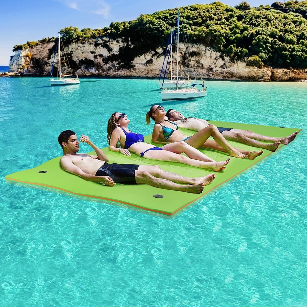 Splicable 3 Person Floating Water Mat , Vecukty 8.5x6 ft Lily Pad for Water  Recreation and Relaxation, Tear Resistant XPE Foam Floating Mat for Beach,  Ocean, Lake, Pink&Blue 