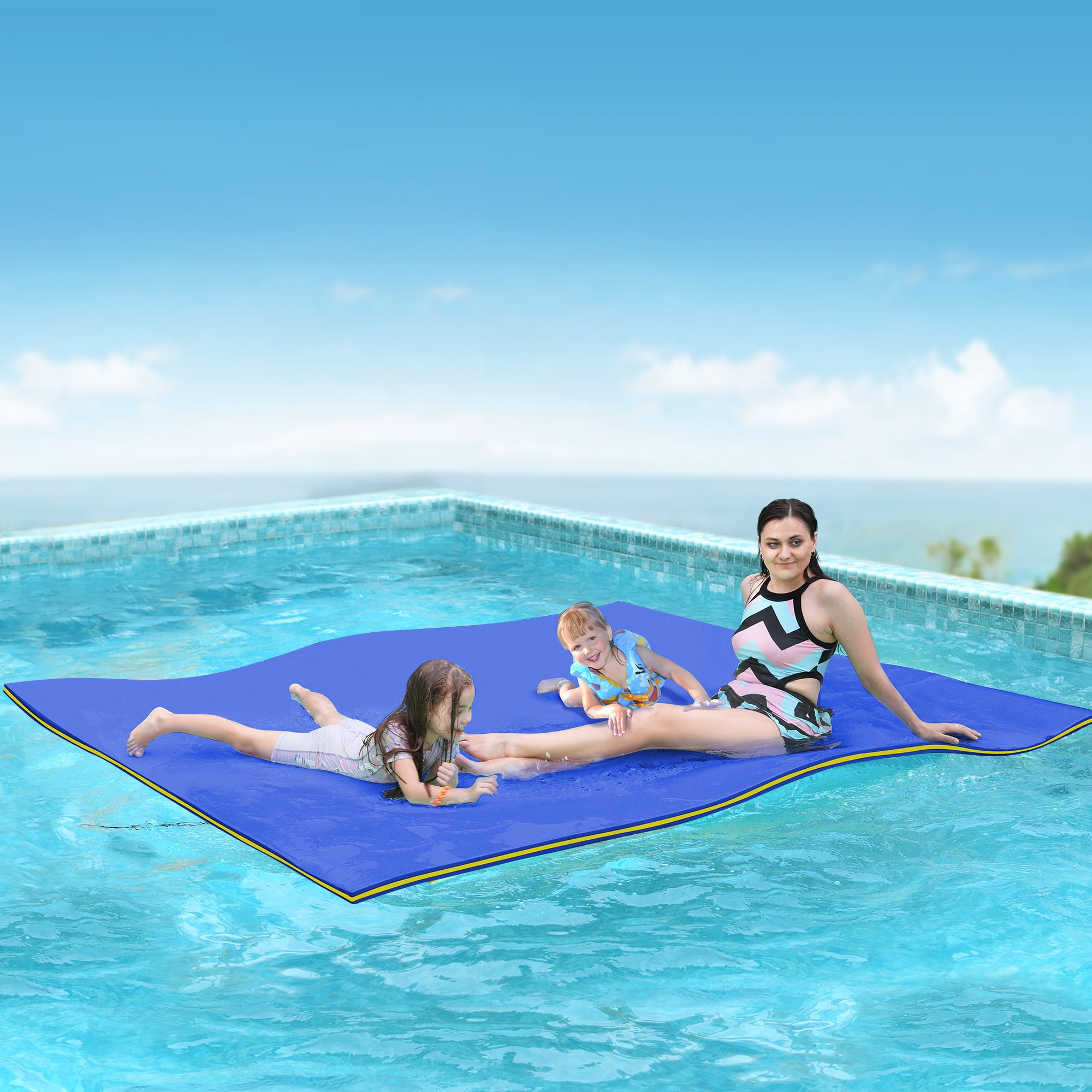 HALLOLURE Water Floating Mat Foam Pad, 9x6FT Bouncy Tear-Resistant XPE  Foam, Recreation and Relaxing for Pool Lake River Ocean Outdoor Water
