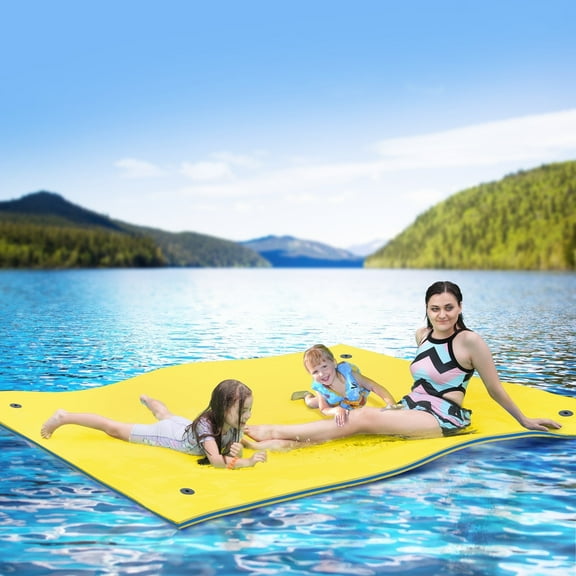 WARMOUNTS Water Floating Mat Foam Pad, 9x6ft Bouncy Tear-Resistant XPE Foam, Recreation and Relaxing for Pool Lake River Ocean Outdoor Water Activities,