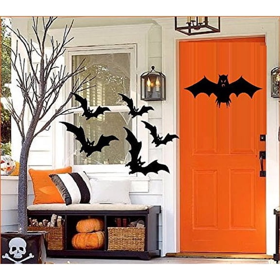 HALLOWEEN ~ BATS #2 QTY 6 ~ HALLOWEEN: WALL OR WINDOW DECAL, 5" X 13" - 6"X 4" THESE ARE NOT WINDOW CLINGS