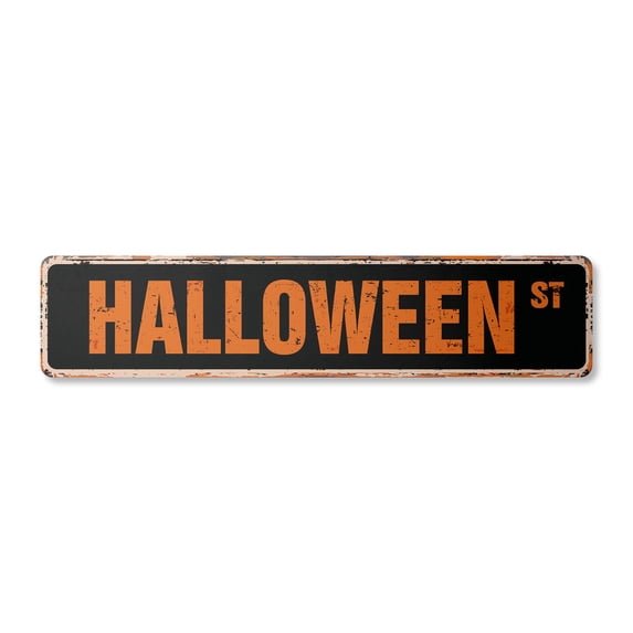HALLOWEEN Vintage Plastic Street Sign holiday death costumes dressup zombies | Indoor/Outdoor | 18" Wide