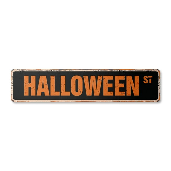 HALLOWEEN Vintage Plastic Street Sign holiday death costumes dressup zombies | Indoor/Outdoor | 30" Wide