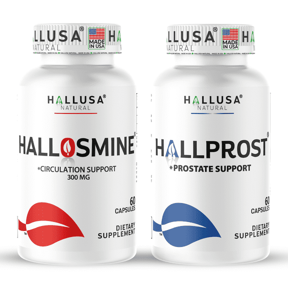 Hallosmine Diosmin & Hallprost (120 capsules), Support for Circulation & Veins + Prostate Supplements for Men with Saw Palmetto