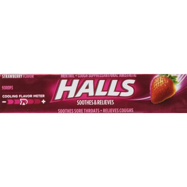 HALLS Cough Drops, (Strawberry, 9 Drops, 20Pack)