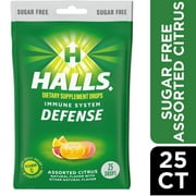HALLS Defense Assorted Citrus Sugar Free Vitamin C Drops, 25 Drops