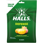 HALLS Defense Assorted Citrus Throat Drops, Vitamin C Dietary Supplements, Value Pack, 80 Drops