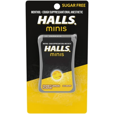 product image of HALLS Minis Honey Lemon Flavor Sugar Free Cough Drops, 24 Drops