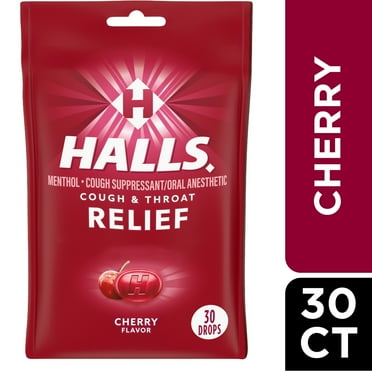 HALLS Relief Cherry Cough Drops, 30 Drops